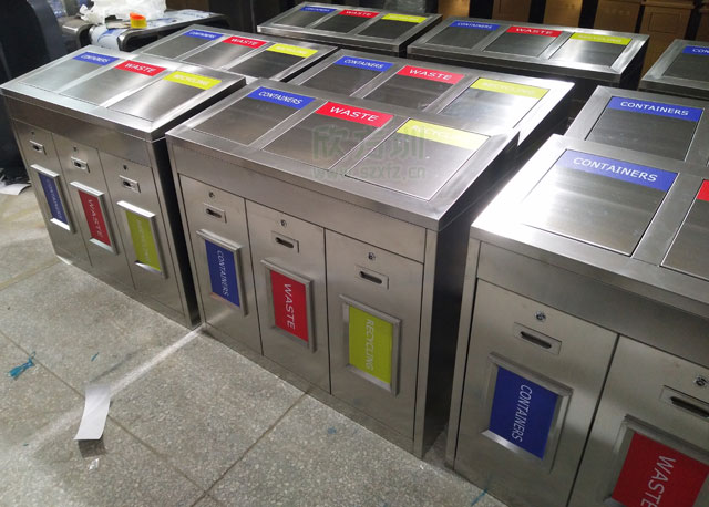 不銹鋼三分類垃圾回收箱